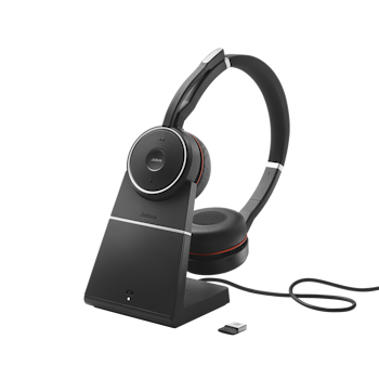 Jabra Evolve 65 Stereo Bluetooth Wireless UC Headphones Bundle - Global  Teck Mic Cushions, USB Dongle, Charging Stand, Compatible with Softphones